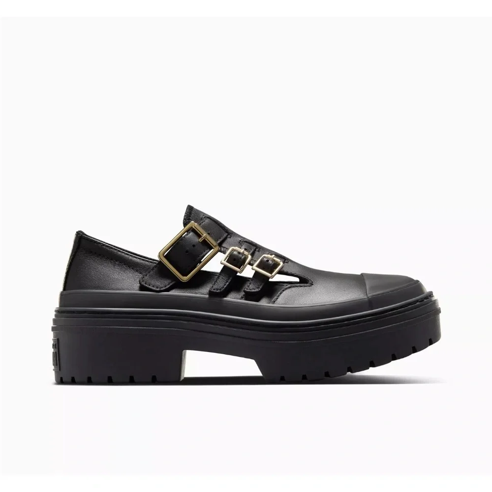 Converse Leather Platform Buckle Mary Jane Shoes